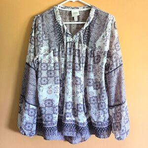 Knox Rose Floral Boho Top, S (PTP=19")
